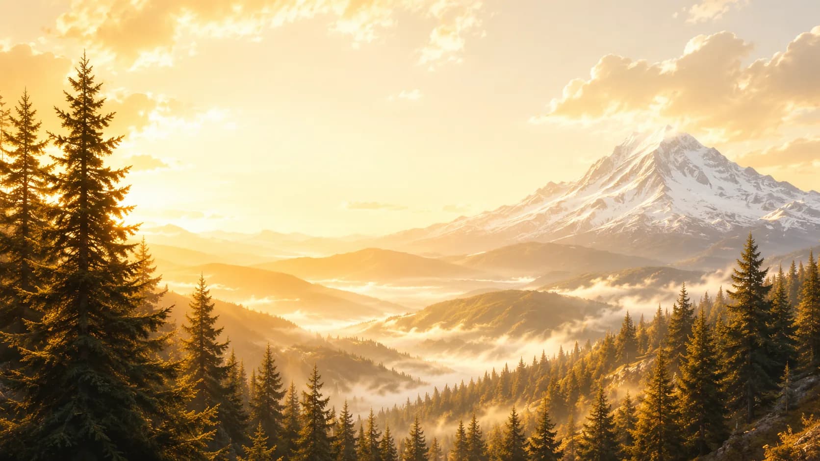 A peaceful Washington landscape at golden hour